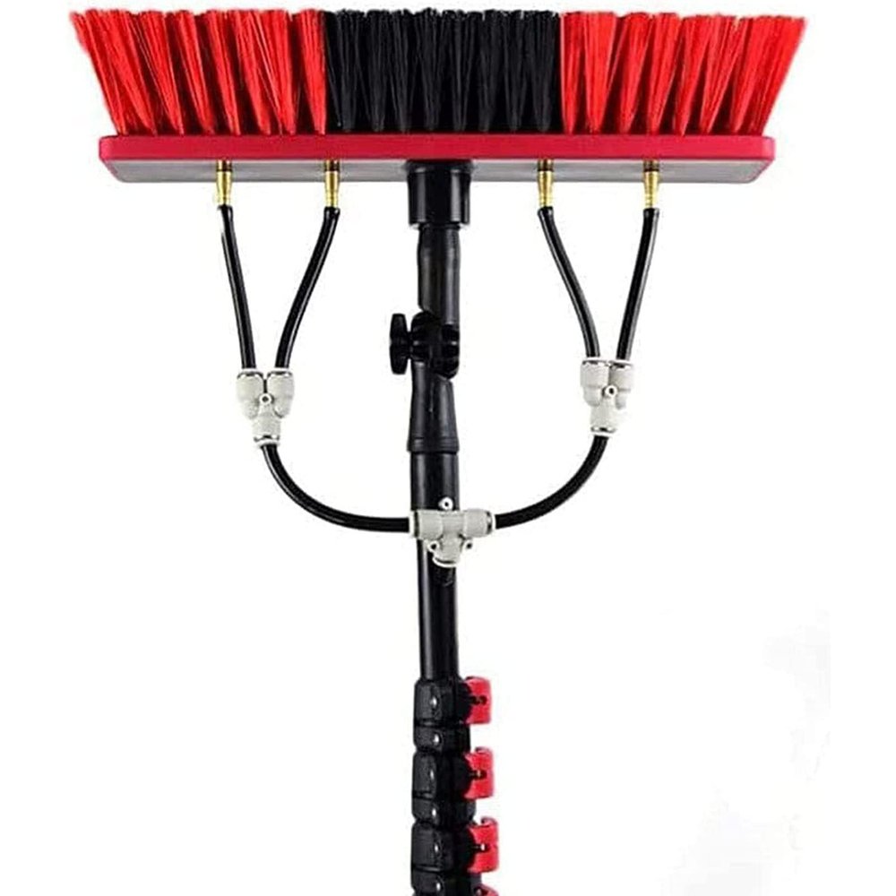XIAOYE 3-10.8m Window Cleaning Washing Pole Cleaner Kit,Water Fed Cleaning System, Aluminum Outdoor Window Cleaner w/ 20m Hose,Window Cleaning Brush Equipment,24FT/7.2M