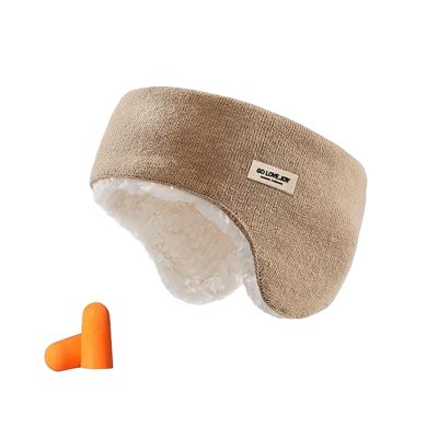 HCHZSH123 Earmuffs for SleepBlindfold Ear Muffs all-in-one Headband and Noise Reduction Earplugs, Ear Muffs Winter Women Sleep Mask (camel)
