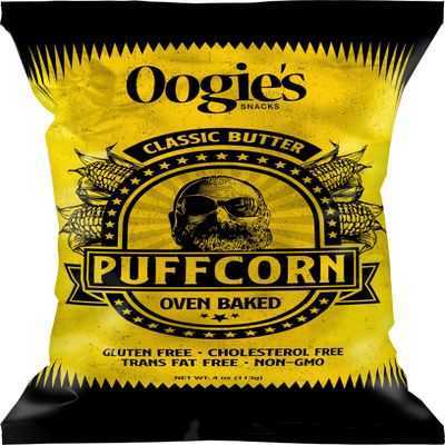 Oogie's Gourmet Puffcorn | 4 Pack | Classic Butter Flavor | Gluten Free Puffcorn Snacks | 4 Ounce Big Bag