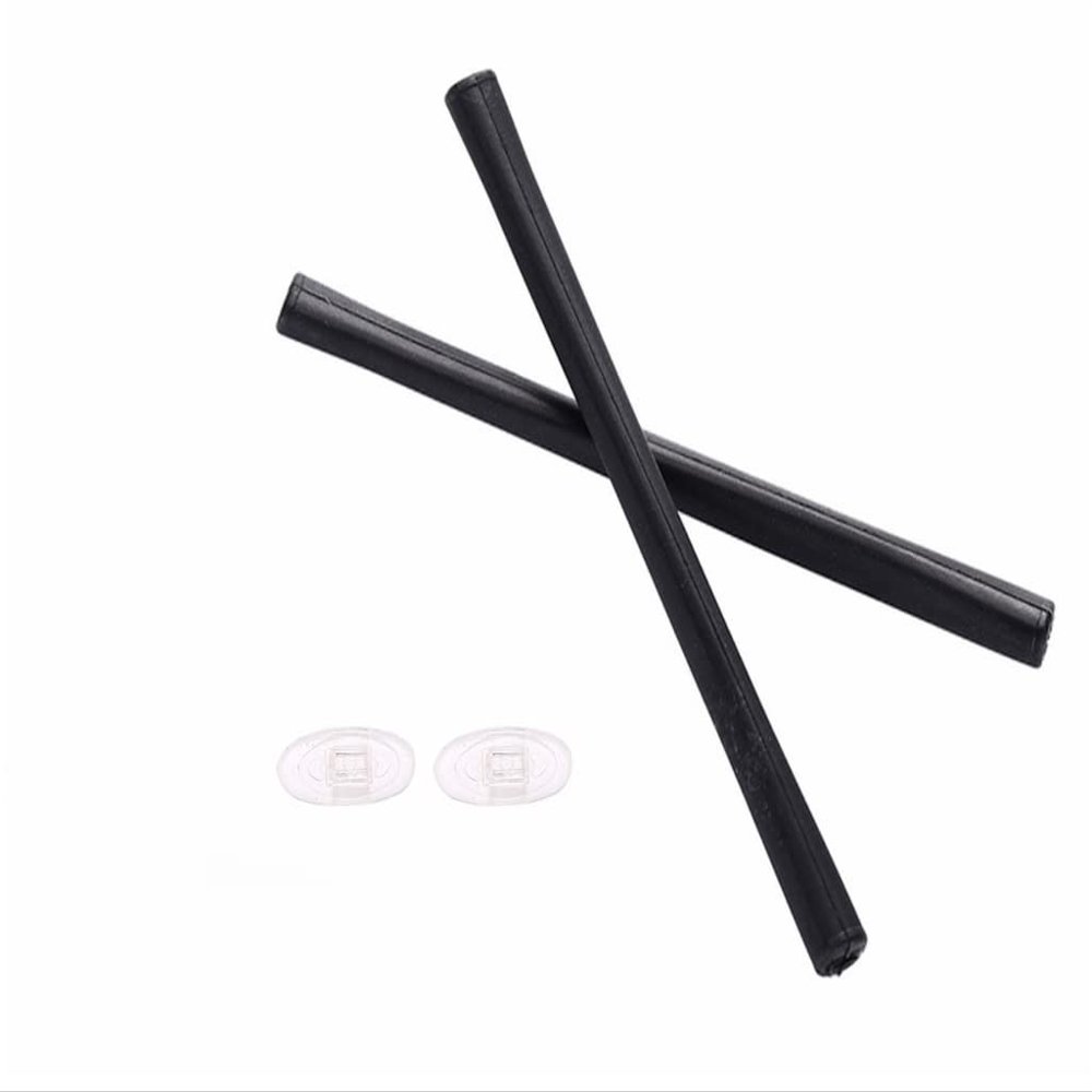 Caulo Replacement Temple Ear Socks and Nose Pads Kit Compatible with Oakley Clubface OX3102 Casing OX3110 Glass Eyeglass Frames (Black w Clear Nose Pads - 1 Set)