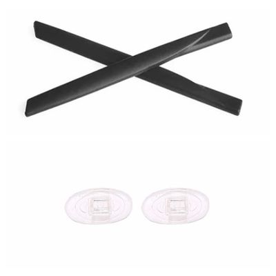 Caulo Replacement Temple Ear Socks and Nose Pads Kit Compatible with Oakley Frag Ox5045 Coin OX5071 Glass Eyeglass Frames (Black w Clear Nose Pads - 1 Set)