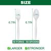 100pcs 100% Compostable Biodegradable Utensils Disposable Cutlery Set Cornstarch Spoon Fork Knife Alternative to Plastic (Spoon 50, Fork 50) view 3