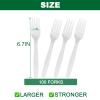 100pcs 100% Compostable Biodegradable Utensils Disposable Cutlery Set Cornstarch Spoon Fork Knife Alternative to Plastic (Fork 100) view 3