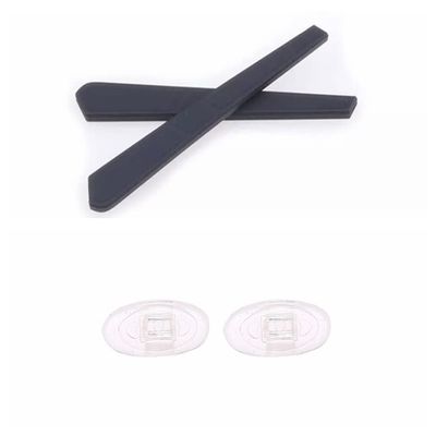 Caulo Replacement Kit of Temple Ear Socks and Nose Pads Compatible with Oakley Gasser OX5087 Glass Eyeglass Frames (Black w Clear Nose Pads - 1 Set)