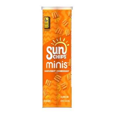 SunChips Minis, Harvest Cheddar Whole Grain Chips, 3.75 oz Canister
