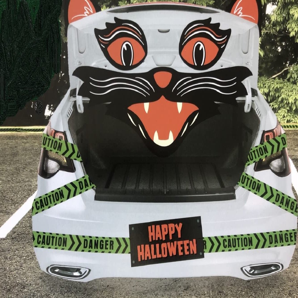Haunted House Trunk or Treat Black Retro Cat Dcor Decorating Kit Halloween Fall Party Supply Car or Truck,1.0 Count