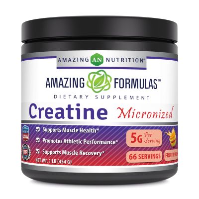 Amazing Formulas Micronized Creatine Monohydrate Powder Supplement | 5000 mg Per Serving | Ideal Pre & Post Workout Supplement | Made in USA (1 LB, Fruit Punch)
