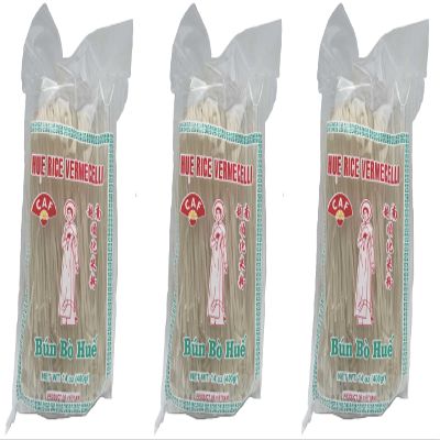 CAF Premium Vermicelli Rice Noodles, Rice Vermicelli, Bun Bo Hue, Rice Sticks 14oz (14Oz Pack of 3)