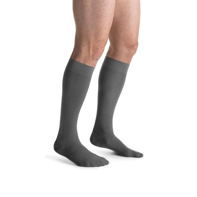 JOBST forMen Ambition Compression Socks, 20-30 mmHg, Knee High, SoftFit Band, Closed Toe, Grey, Size 5 Long