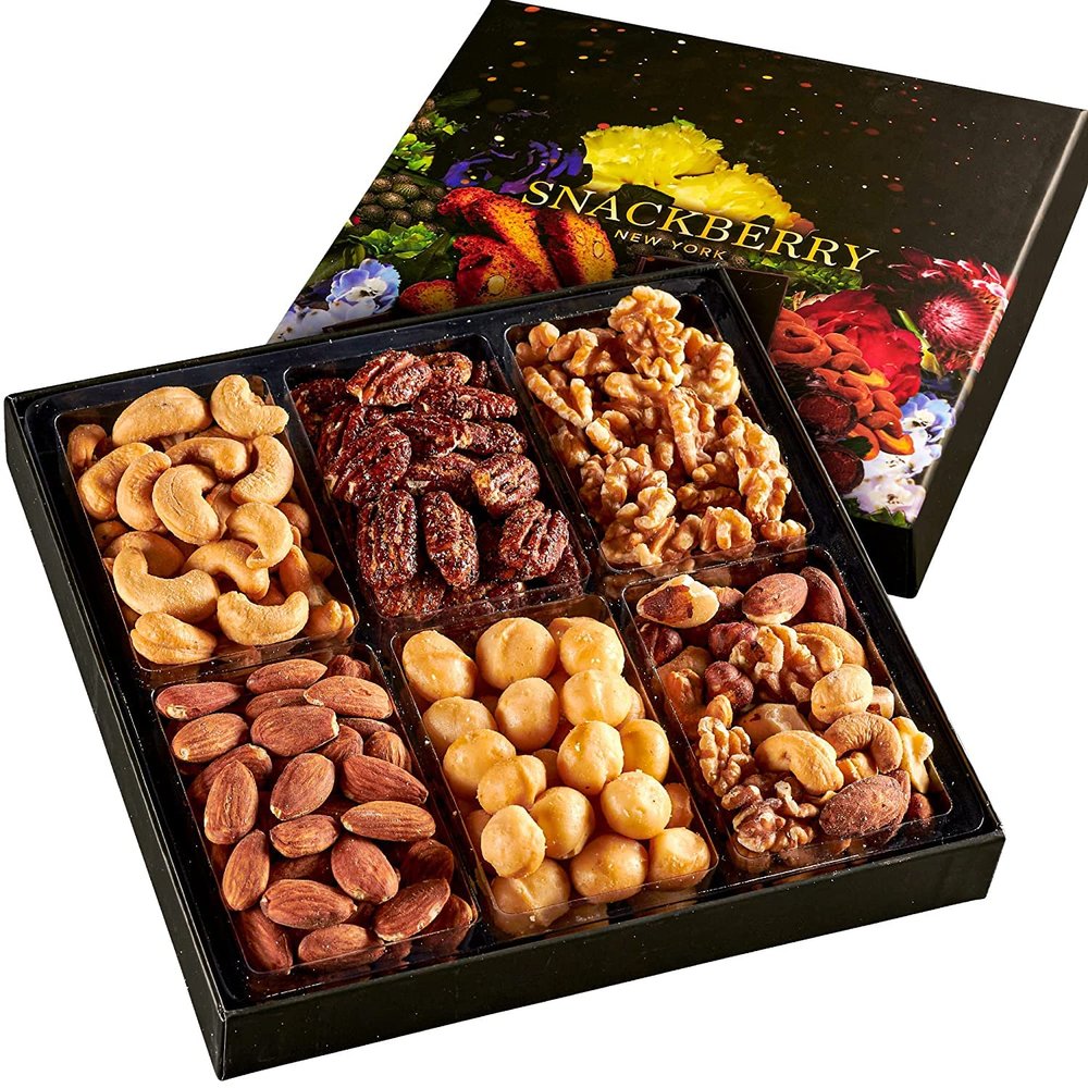 Holiday Christmas Nuts Gift Basket, Gourmet Snack Box,in Elegant Box, For Thanksgiving, Birthday Party, Care Package, Sympathy, Healthy Gift for Men and Women. Kosher, Snackberry