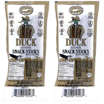 PEARSON RANCH SINCE 1959 Duck Meat Sticks Pack of 2 6 Sticks Total, Exotic Meat Sticks, Low-Carb, Gluten-Free, MSG-Free, Paleo and Keto Friendly Snacks