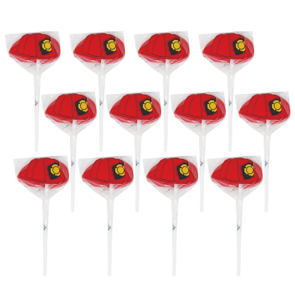 12 Pk Firefighter Hat Lollipops - Individually Wrapped Fire Birthday Party favor Suckers - Firefighter Party Supplies for Firefighter Theme Birthday Party for Kids - Fireman Birthday Party supplies