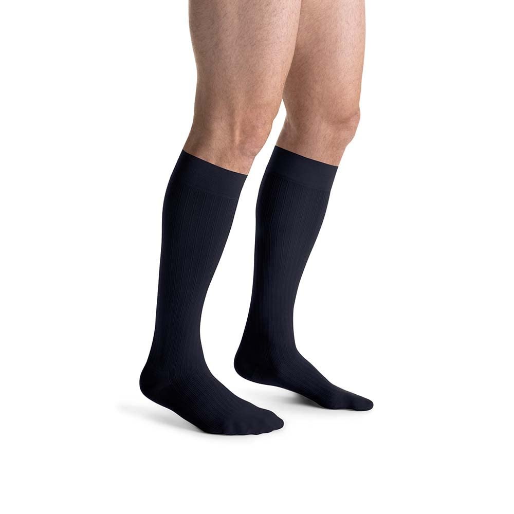 JOBST forMen Ambition Compression Socks, 20-30 mmHg, Knee High, SoftFit Band, Closed Toe, Navy, Size 5 Long
