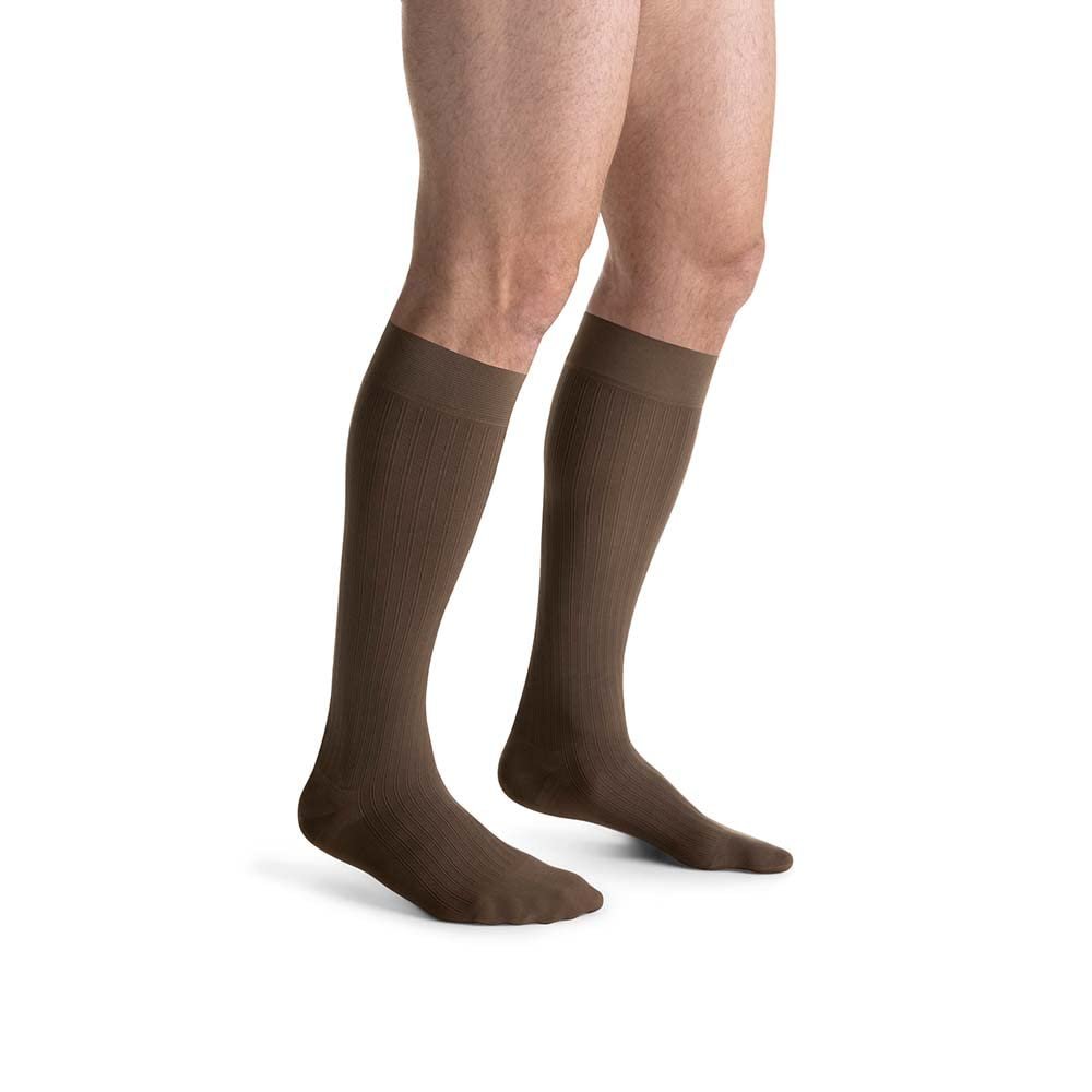 JOBST forMen Ambition Compression Socks, 20-30 mmHg, Knee High, SoftFit Band, Closed Toe, Brown, Size 4 Long