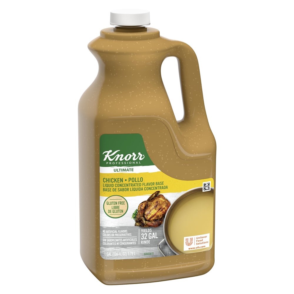 Knorr Professional Ultimate Chicken Liquid Concentrated Base Scratch Like Flavor Aromatic Stock Base, Gluten Free, No Artificial Flavors, Colors, Preservatives, No Added MSG, 1 gal, 128oz, Pack of 2