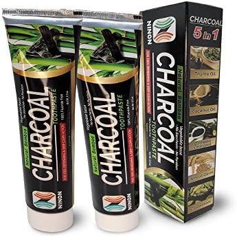 Activated Charcoal Toothpaste 6.5oz Each with 100% Deep Cleansing Natural Toothpaste, Organic Paste eliminates Bad Mouth Odor Keeping it Refreshing (2 Pack (6.5OZ)