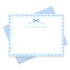 Baby Shower Thank You Cards and Envelopes Personalized from Boy Nursery, Blue Baby Thank You Cards Stationery, Flat A2 Note Card and Envelope Stationery Set (Bow with Gingham Border) view 1