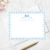 Baby Shower Thank You Cards and Envelopes Personalized from Boy Nursery, Blue Baby Thank You Cards Stationery, Flat A2 Note Card and Envelope Stationery Set (Bow with Gingham Border) view 2