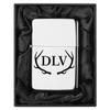 Custom Personalized Engraved Lighter in Black Silk Lined Gift Box (Deer Buck Antlers Hunting Hunter, Chrome) view 1