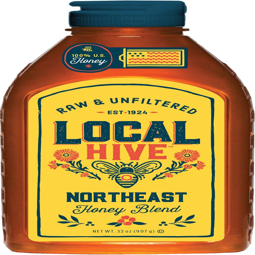 Local Hive Northeast Raw & Unfiltered  32 oz | 100% Pure U.S. Honey | Natural Sweetener Sourced from American Bees & Beekeepers | Richly Floral Flavor | Ideal for Tea, Baking & Cooking