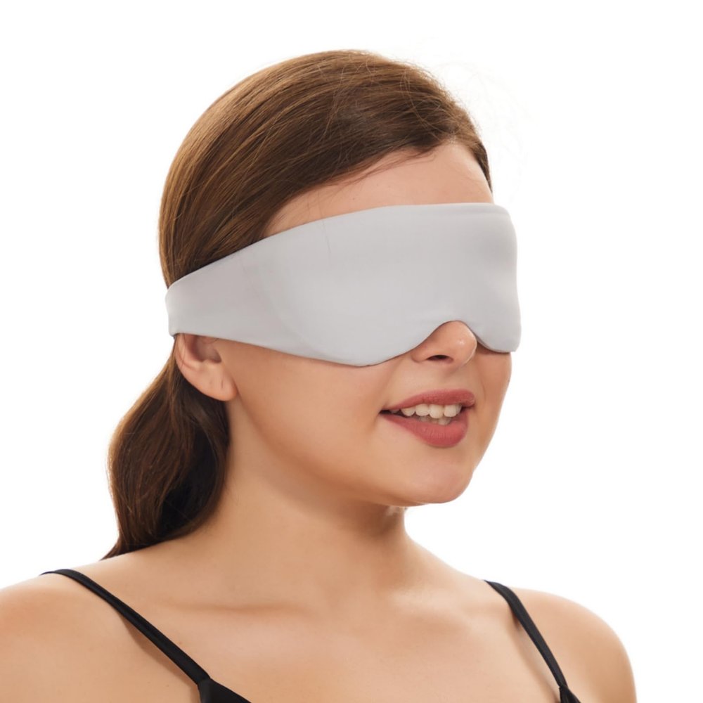ALASKA BEAR Sleep Mask for Side Sleepers Patented Design, Cup-Shaped and Extra-Soft, 100 Blackout Eye Mask Shades Cover for Men and Women Home or Travel, Machine Washable, Pale Grey
