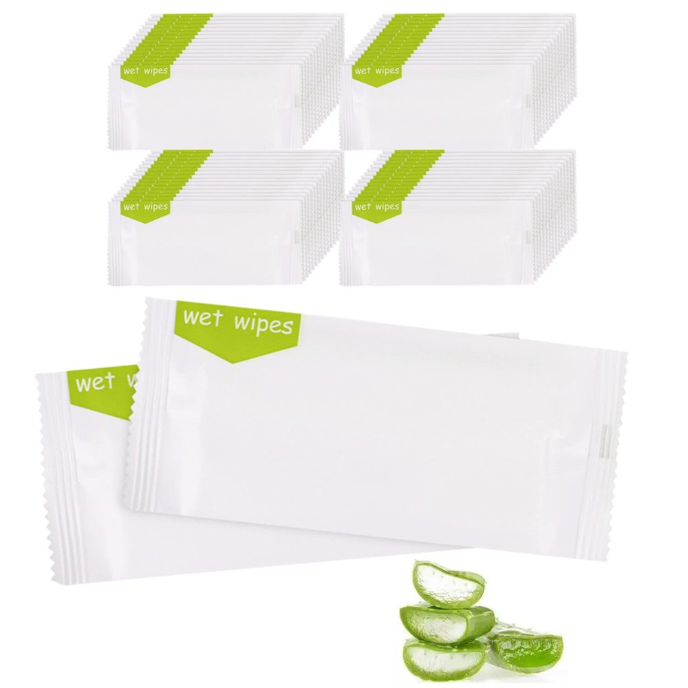 Hipruict Individual Hand Wipes, 100 Packs Individual Wet Wipes, Quickly Cleaning Our Hands, Individually Wrapped Bulk Large Wet Wipes, Suitable for Restaurants, Weddings and Barbeques