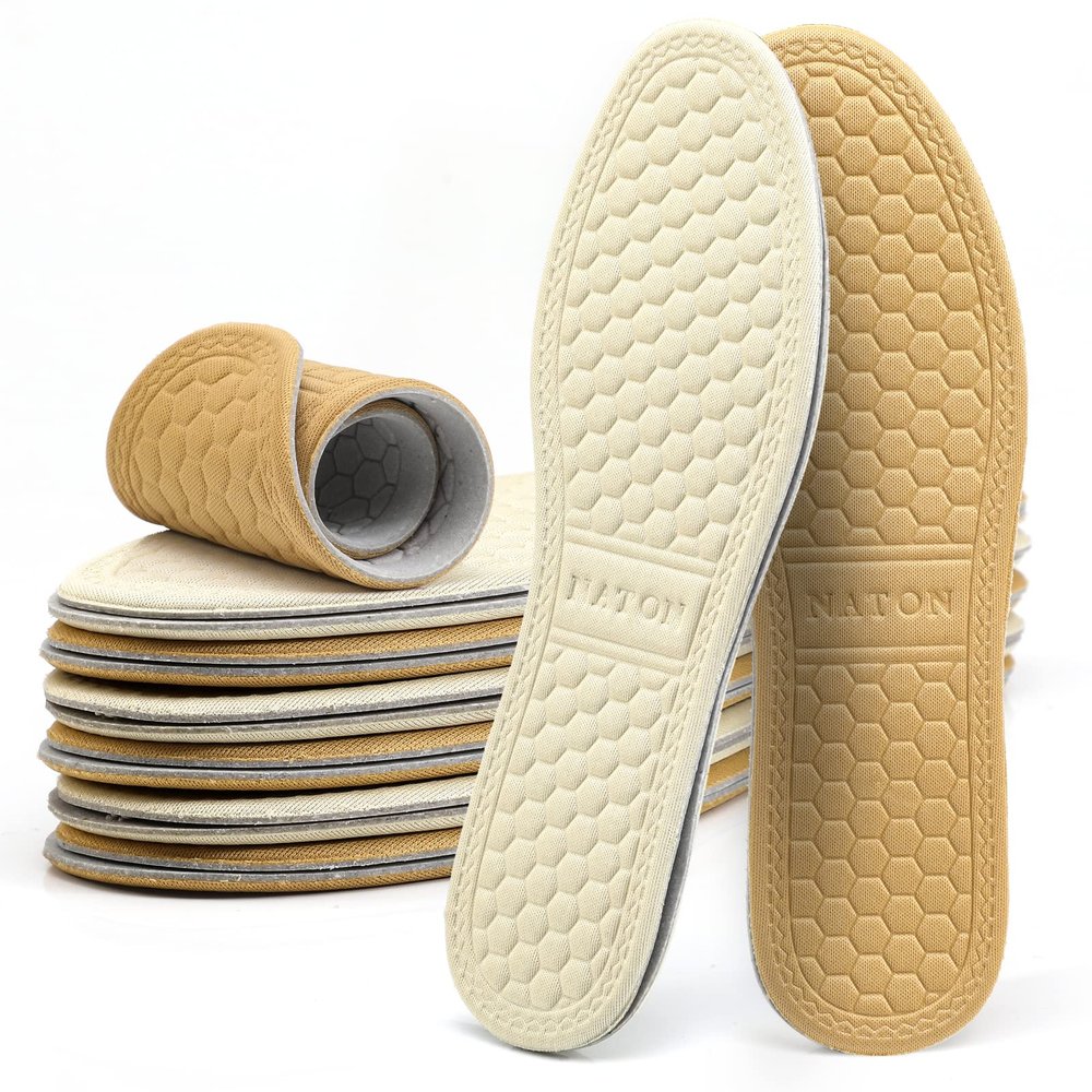 6 Pairs Breathable Insoles, Thin Soft Cushioning Replacement Insole, Comfortable Cotton Double Layer Foam Insoles, Absorb-Sweat Shoe Insert for Men and Women