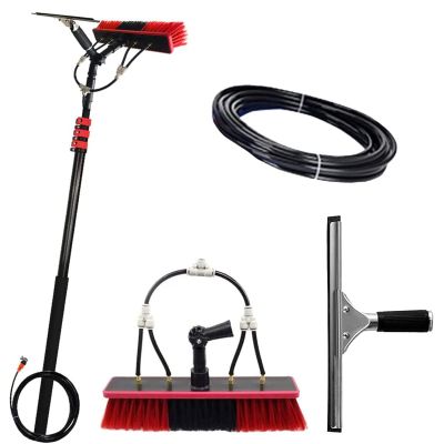 XIAOYE Window Cleaning Brush Equipment, Outdoor Window Cleaner Brush Solar Panel Cleaning Tool Washing Tool Tall Window Glass Cleaning Poles Telescopic Water Fed Brush,18FT/5.4M