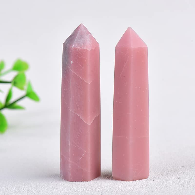 1PC Natural Crystal Hexagon Bar Crystal Point Mineral Ornament Stones Magic Wand Modern Home Decor Collect Gifts,Powder Opal,50-60mm