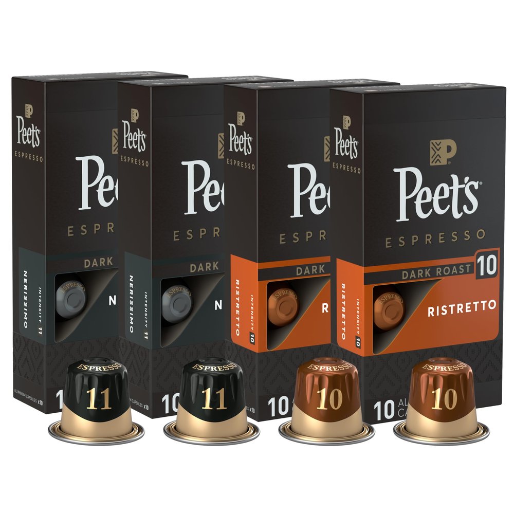 Peet's Coffee, Dark Roast Espresso Capsules Variety Pack, Compatible with Nespresso Original Machine, 100% Arabica Coffee - Intensity 10-11, 40 Count (4 Boxes of 10 Espresso Capsules)