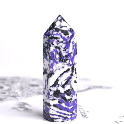 100% Natural Zebra Purple Point Blue Green Quartz Wand Beautiful Ornament for Home Decor Stone Gift,Random Delivery,50-60mm