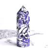 100% Natural Zebra Purple Point Blue Green Quartz Wand Beautiful Ornament for Home Decor Stone Gift,Random Delivery,50-60mm view 1