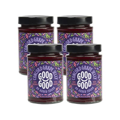 Good Good No Added Sugar Concord Grape Jelly - Keto Friendly Jelly - Low Carb, Low-Calorie and Vegan - Diabetic Friendly - 12oz / 330g (Pack of 4)