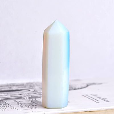 1PC Natural Crystal Hexagon Bar Crystal Point Mineral Ornament Stones Magic Wand Modern Home Decor Collect Gifts,Opal,50-60mm