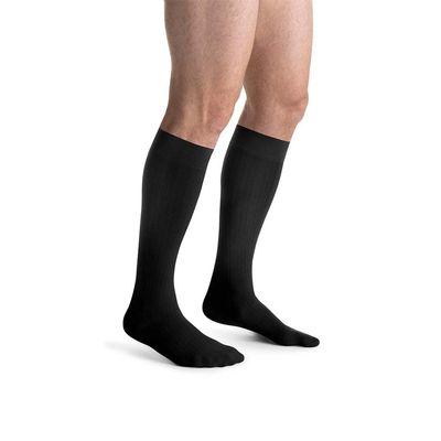 JOBST forMen Ambition Compression Socks, 30-40 mmHg, Knee High, SoftFit Band, Closed Toe, Black, Size 2 Long