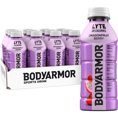 BODYARMOR Lyte Sports Drink Low-Calorie Sports Beverage, Dragonfruit Berry, Coconut Water Hydration, Natural Flavors with Vitamins, Potassium-Packed Electrolytes, Perfect for Athletes, 16 fl oz Bottle (Pack of 12)