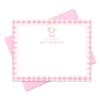 Baby Shower Thank You Cards and Envelopes Personalized from Girl Nursery, Pink Baby Thank You Cards Stationery, Flat A2 Note Card and Envelope Stationery Set (Elephant with Gingam Border) view 1