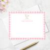 Baby Shower Thank You Cards and Envelopes Personalized from Girl Nursery, Pink Baby Thank You Cards Stationery, Flat A2 Note Card and Envelope Stationery Set (Elephant with Gingam Border) view 2