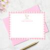 Baby Shower Thank You Cards and Envelopes Personalized from Girl Nursery, Pink Baby Thank You Cards Stationery, Flat A2 Note Card and Envelope Stationery Set (Elephant with Gingam Border) view 3