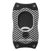 Colibri Premium S-Cut Cigar Cutter - Ergonomic Stainless Steel Spring-Loaded Straight Cut Blade, Ideal for up to 66+ Ring Gauge - Gift for Cigar Enthusiasts (White Carbon Fiber)