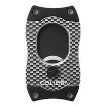 Colibri Premium S-Cut Cigar Cutter - Ergonomic Stainless Steel Spring-Loaded Straight Cut Blade, Ideal for up to 66+ Ring Gauge - Gift for Cigar Enthusiasts (White Carbon Fiber)