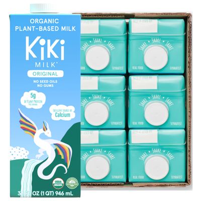 Kiki Milk Plant Based Milk - Organic Original Kiki Milk - Calcium & Magnesium Source - Gluten Free, Gum Free, GMO Free, Dairy Free, Soy Free, Glyphosate Free - Shelf Stable - (32 oz  Pack of 6)