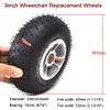 9inch Wheelchair Replacement Wheels Parts, Wheelchair Front Wheels Casters Accessories, Pneumatic Tires, Aluminum Alloy Hub, Bearing 15mm, 1 Pair view 2