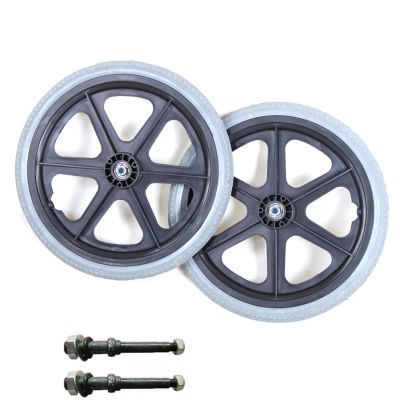 16x1.75 Wheelchair Replacement Wheels Accessories, Spare Wheels for Wheelchair Rear Wheel, Non-Slip Solid Tire, Suitable for Manual Wheelchair, Trolley, Bearing: 14mm, 1Pair