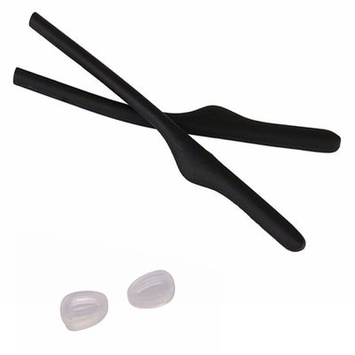 Caulo Replacement Kit of Temple Ear Socks and Nose Pads Compatible with Oakley Keel Tech OX3122 Glass Eyeglass Frames (Black w Clear Nose Pads - 1 Set)