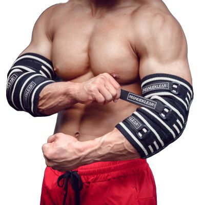 MANUEKLEAR Elbow Sleeves for Weightlifting, Adjustable Elbow Wraps for Weightlifting (M(9.4"-11"))