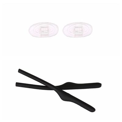 Caulo Replacement Kit of Temple Ear Socks and Nose Pads Compatible with Oakley Keel Blade OX3125 Wingback OX5089 Glass Eyeglass Frames (Black w Clear Nose Pads - 1 Set)