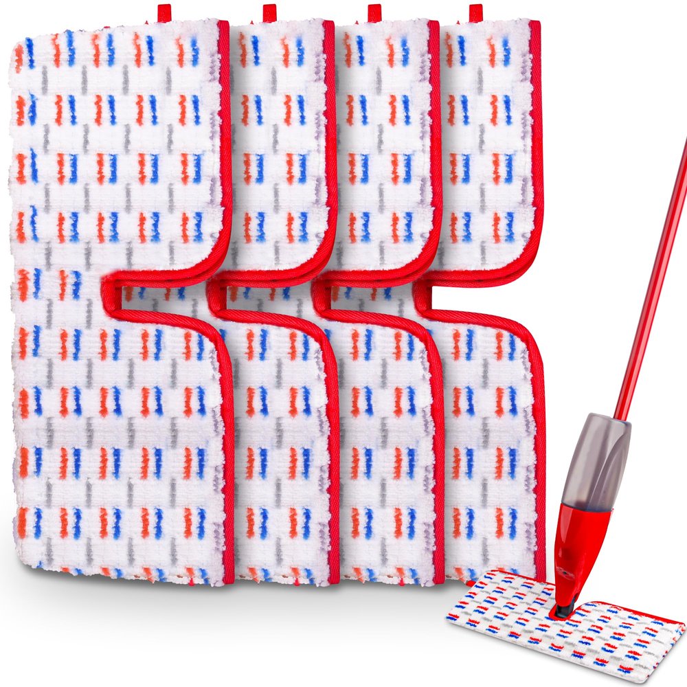4 Pack Mop Refill Pads Compatible with O-Cedar ProMist MAX Spray Mop Reusable Pads Refills Microfiber Replacement Heads Dry Wet Use Double Sided Machine Washable for All Surface Floor Cleaning