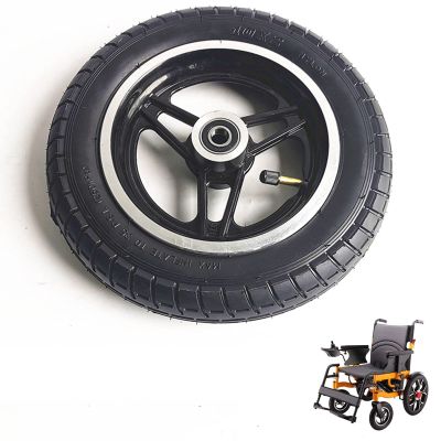 10 * 2, 10inch Electric Wheelchair Front Wheels Casters, Wheelchair Replacement Wheels Accessories, Rubber Pneumatic Tire, Aluminum Alloy Hub, Bearing: 12mm
