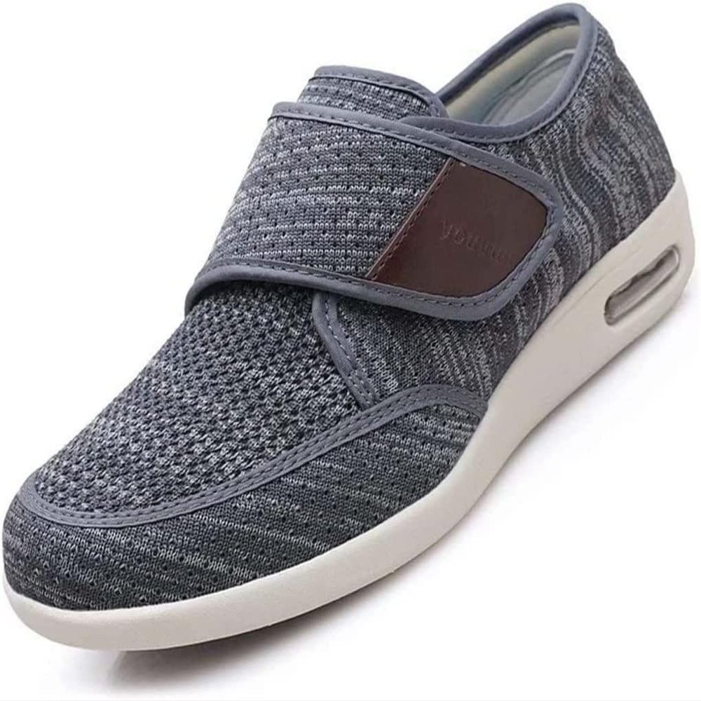 FZYUAN Extra Wide Width Diabetic Shoes for Swollen Feet, Walking Edema Diabetic Shoes for Mens, Adjustable Swollen Feet Arthritis Orthopedic Footwear, Lightweight Breathable Sneakers,Dark Gray,14